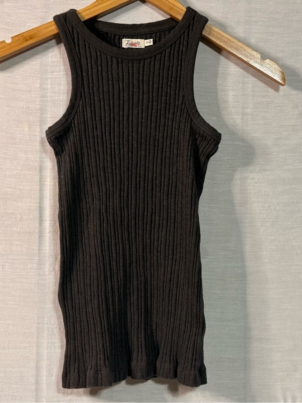 Faherty Black Ribbed Fitted Tank Top XS
